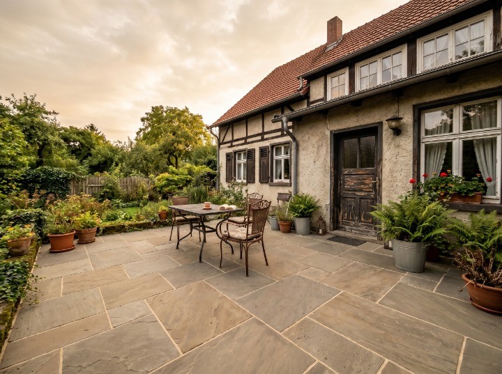 Nachher — Terrasse & Vorgarten