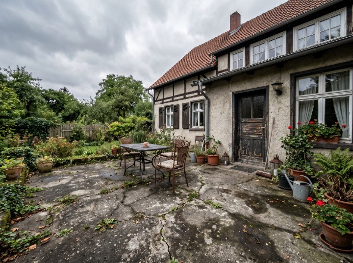 Vorher — Terrasse & Vorgarten